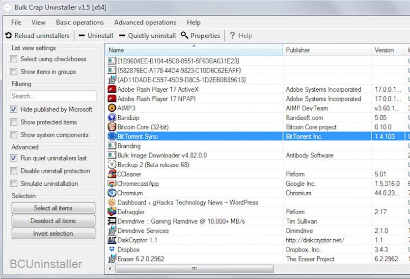 Bulk Crap Uninstaller 5.7 for mac instal free
